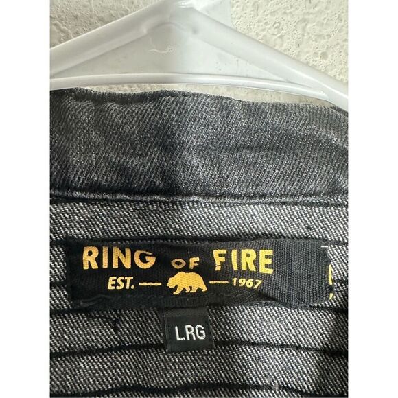 Ring of Fire Men's Black Zip Denim Jacket Size L - Picture 2 of 12